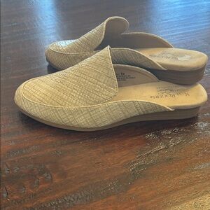 Kim Rogers Beige Textured Slip-On Mules